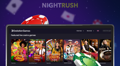 Selection of featured live casino games displayed on screen.