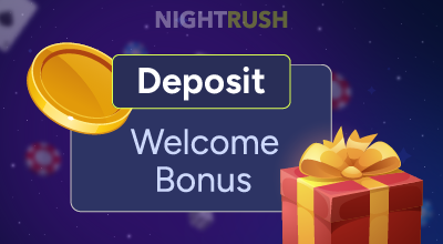 Casino promotion image showing deposit and welcome bonus offer.