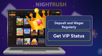 Casino game lobby with a prompt to earn VIP status.