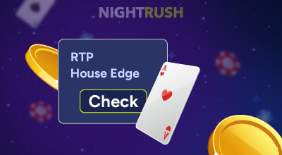 Casino graphic showing RTP and house edge check prompt.