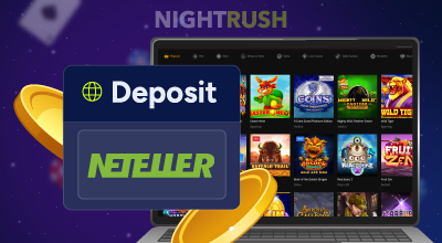 Casino game lobby showing Neteller deposit option.