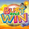 The colorful, patterned Bust and Win game logo set against a bright desert background.