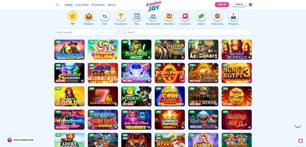 CasinoJoy casino games page