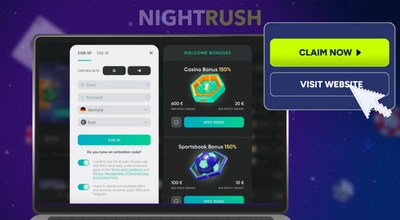 Drip Casino sign-up page and welcome bonuses displayed on a laptop.