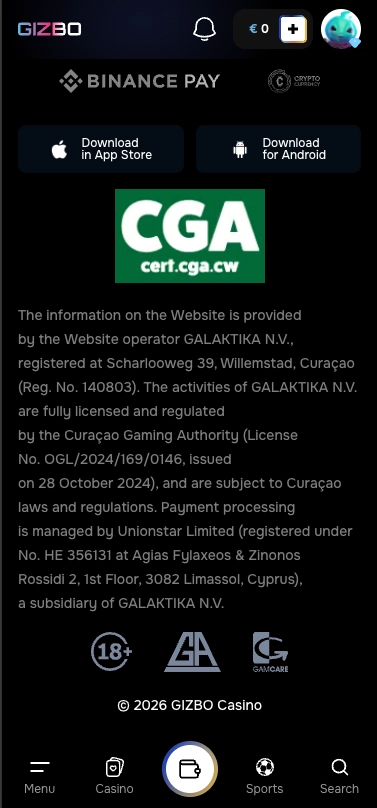 Gizbo Casino Licence