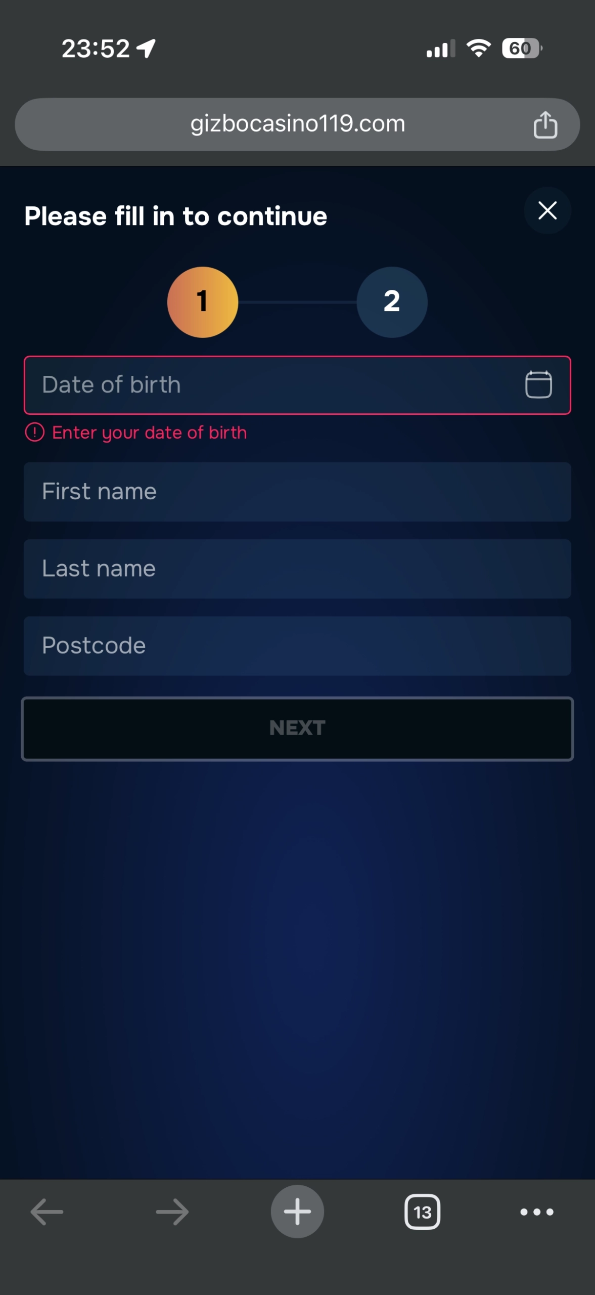 Gizbo Casino Sign Up Informations