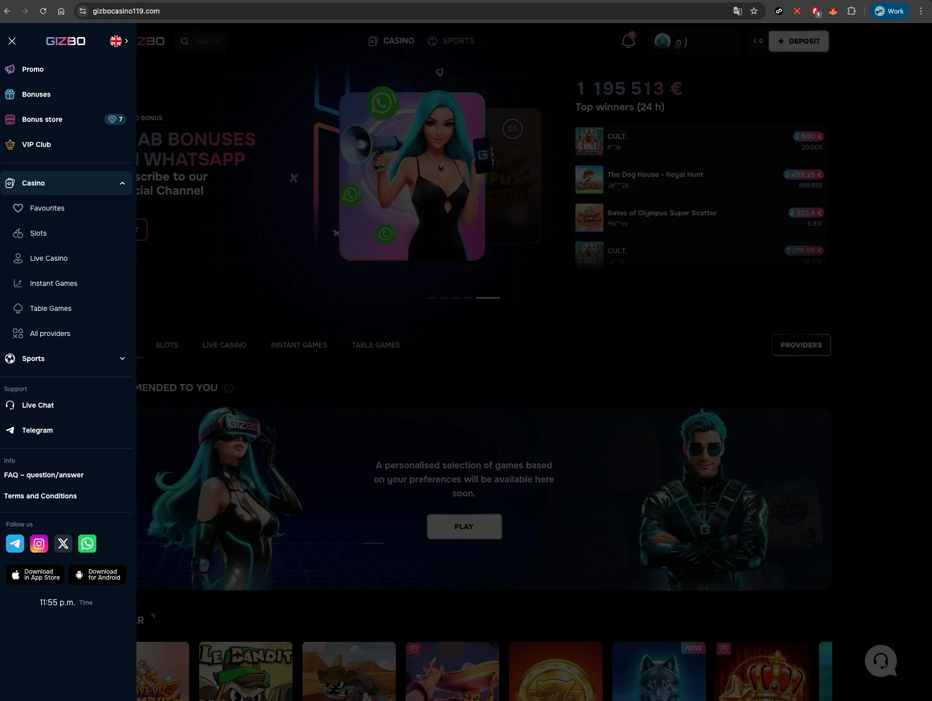 Gizbo Casino Options