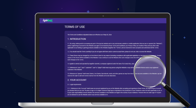 Laptop showing IgoBet's T&Cs.