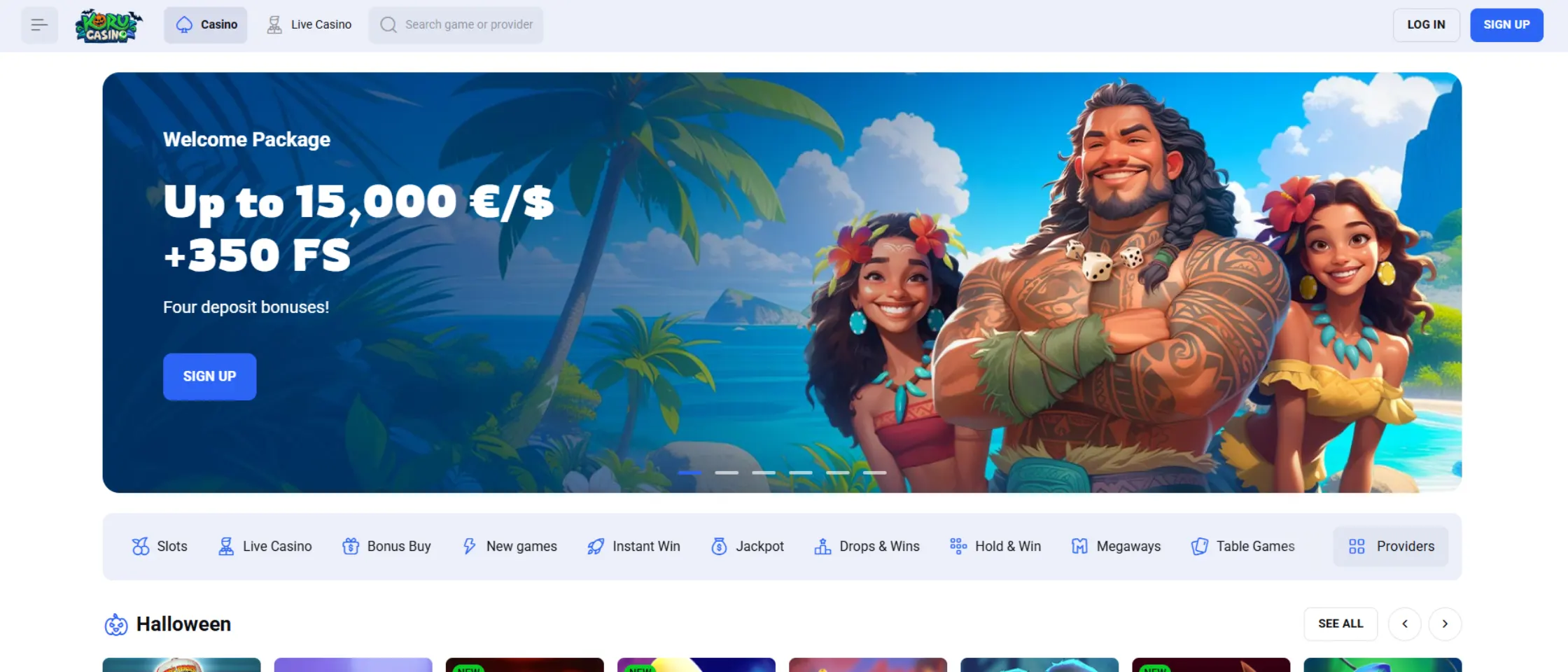 Koru casino homepage