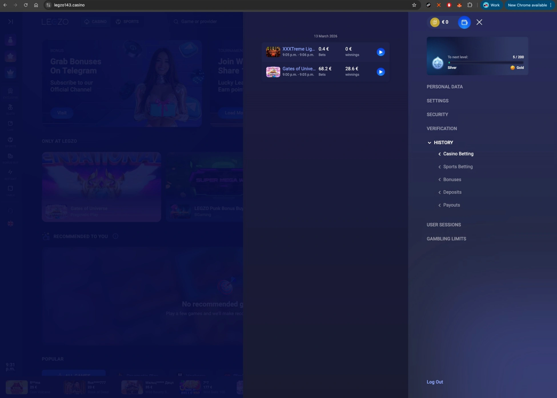 Betting page