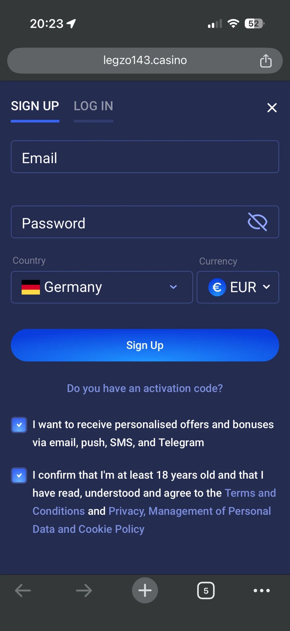 Sign up