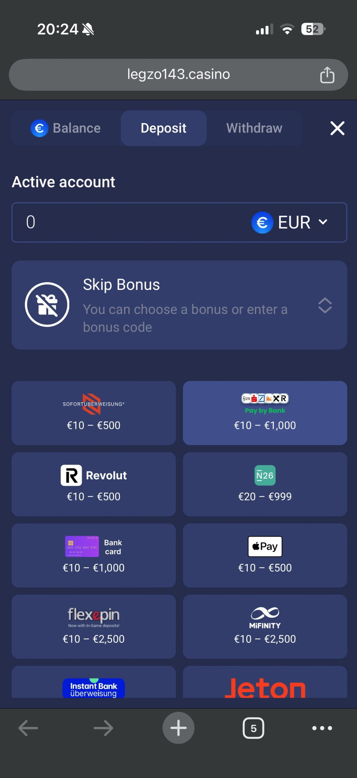 Deposit method