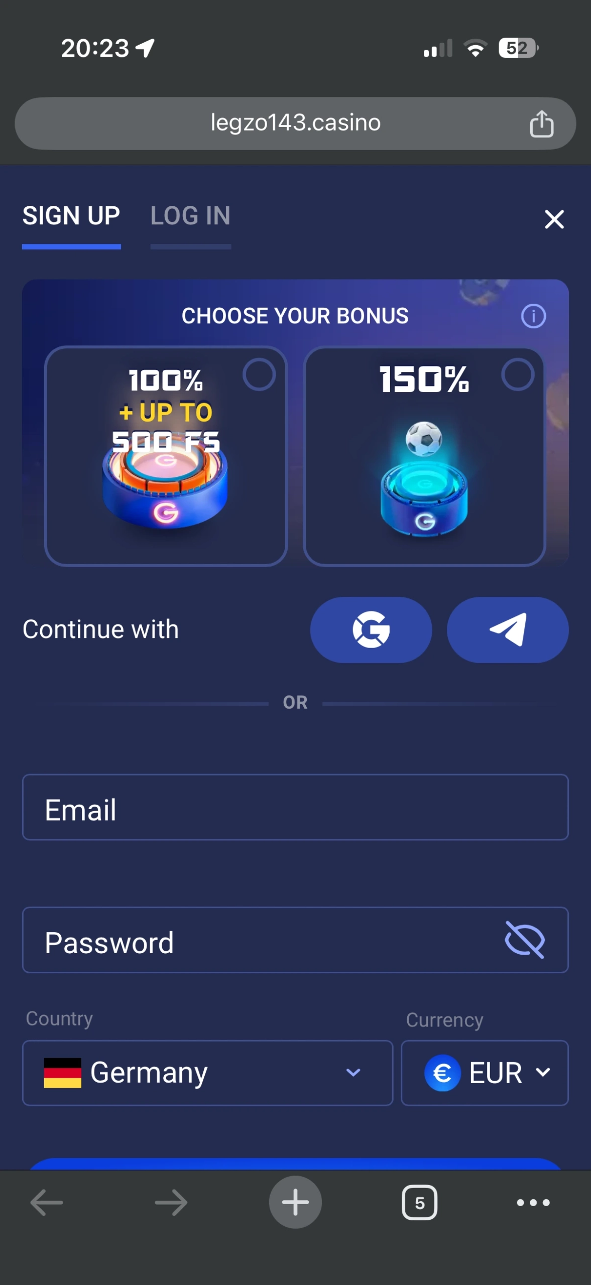 Sign up