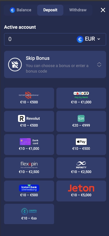 Withdrawal methods