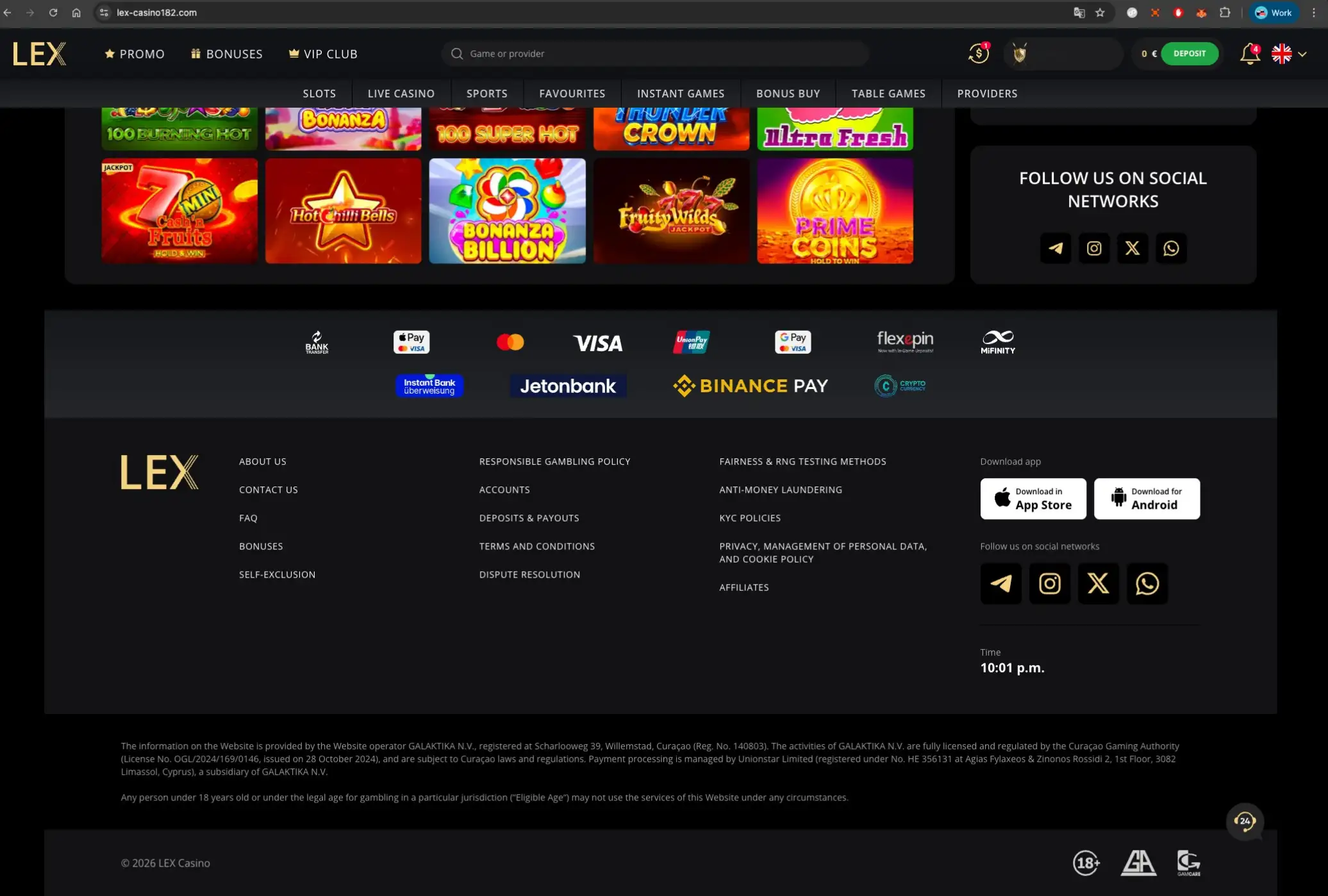 Lex Casino footer