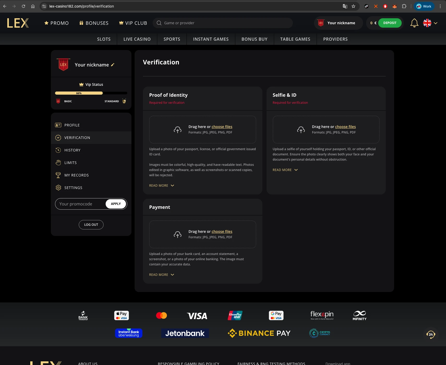 Lex Casino verification