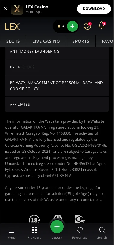 Lex Casino licence