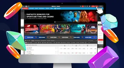 Laptop showing Megapari homepage.