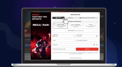 Laptop showing Megapari registration pop up.