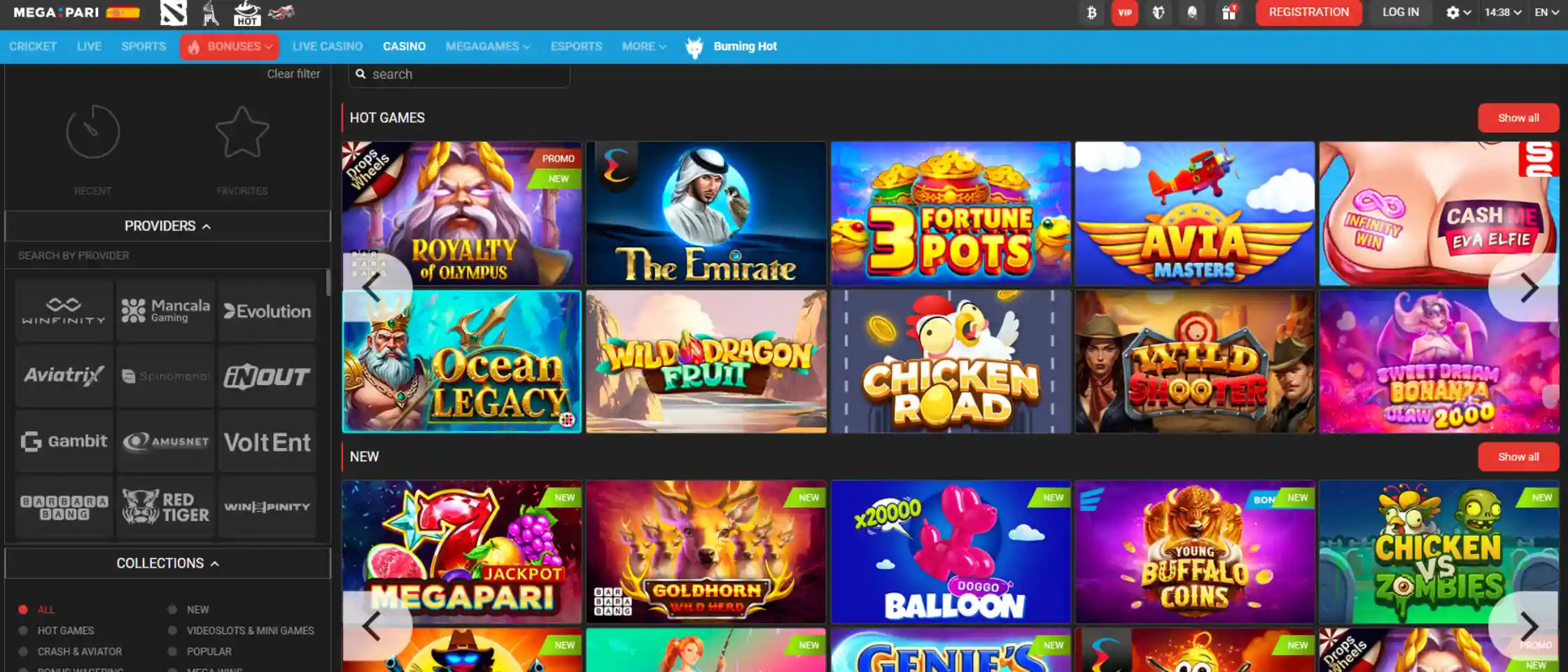 Megapari casino games