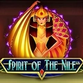 Logo for the Spirit of the Nile game featuring an Egyptian queen in gold and red.