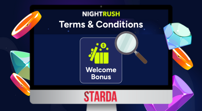 Laptop showing welcome bonus with a Terms & Conditions title.