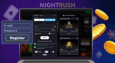 Laptop view of Lex Casino's sign-up page.