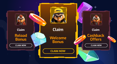 Casino promotion cards showing reload, welcome, and cashback bonuses.