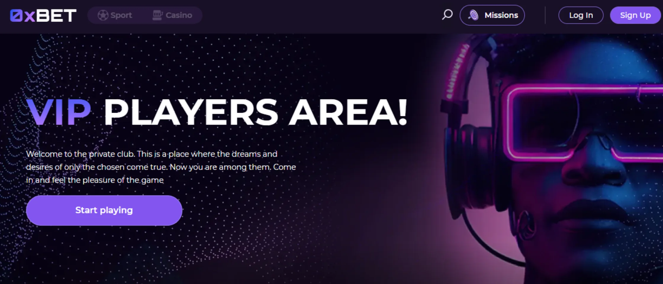 Schermafbeelding van de 0xBet casino interface op mobiel