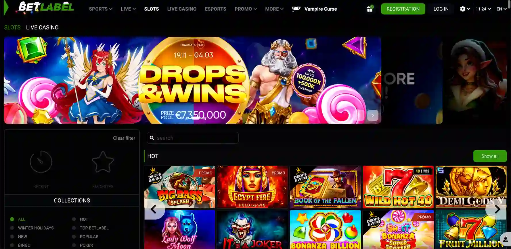 BetLabel Casino homepage.