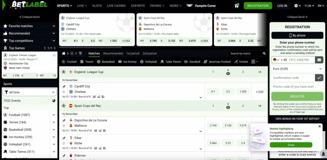 BetLabel sportsbook.