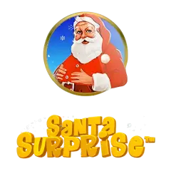 Santa Surprise title with a Santa and some reindeer in a colourful design.