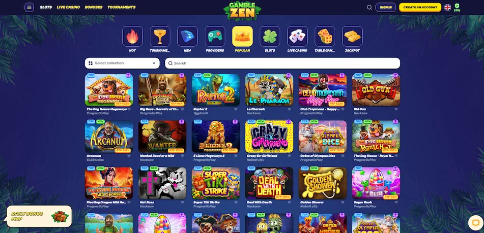Gamblezen Casino slot games.