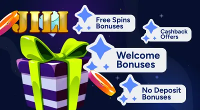 Infographic showing bonus types, JILI logo.