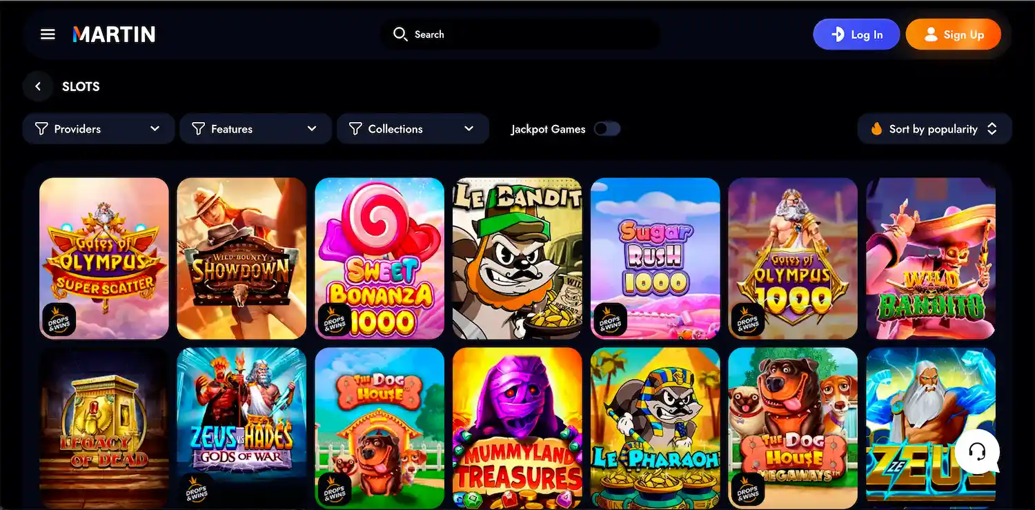 Martin Casino game selection