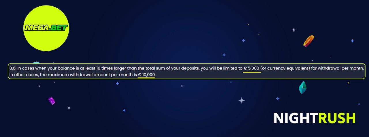 Mega.bet Casino withdrawal policy.