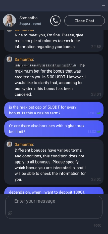 Martin casino live chat screen
