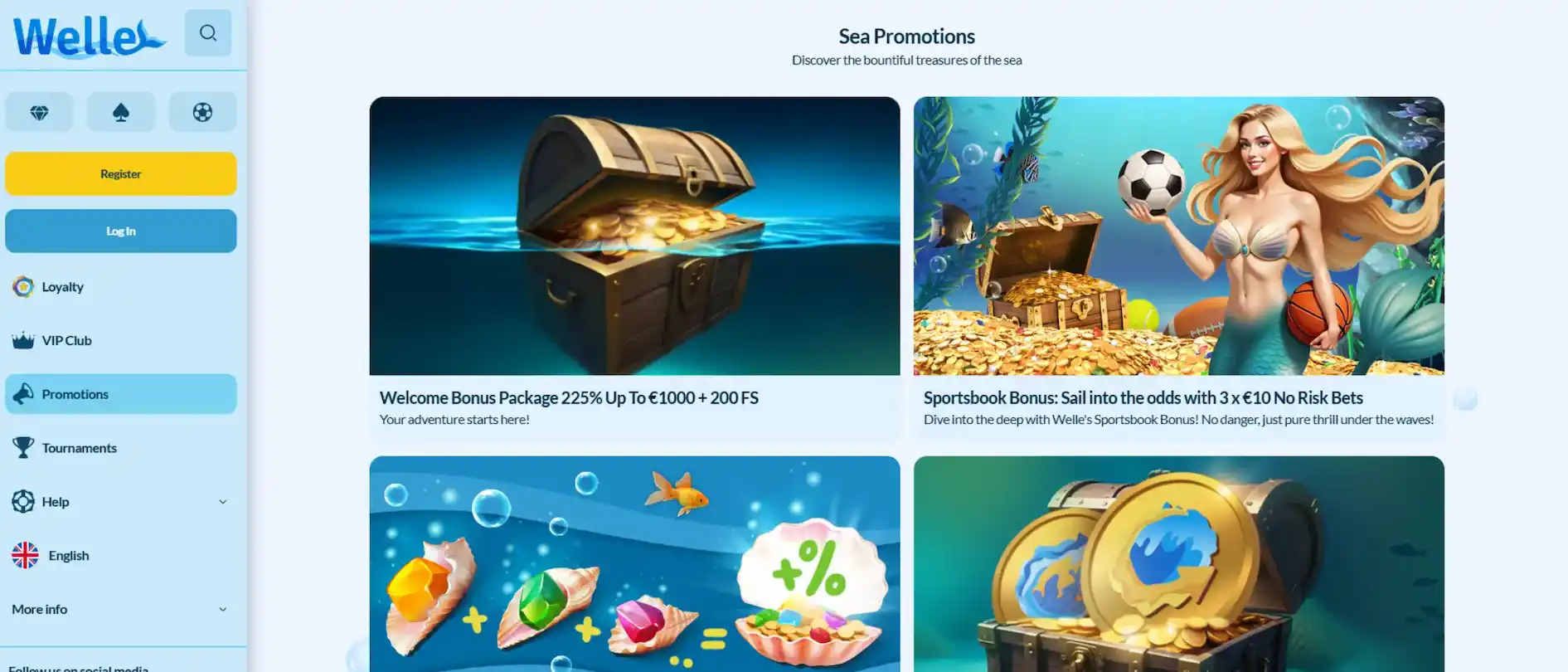 Screenshot of Welle Casino’s Promotions Page