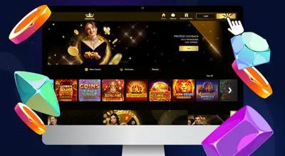 Laptop showing Prestige casino website.