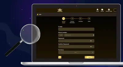 Laptop showing Prestige registration process.