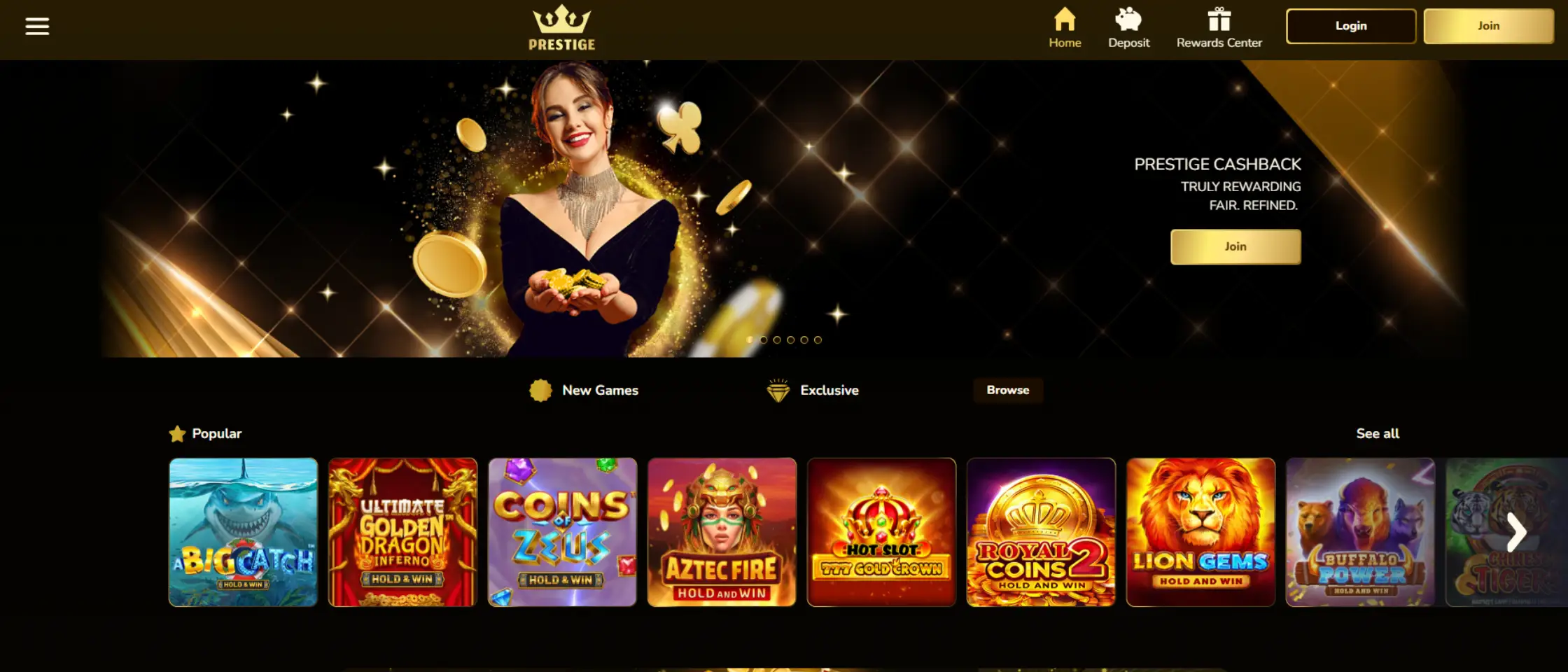 Prestige casino homepage