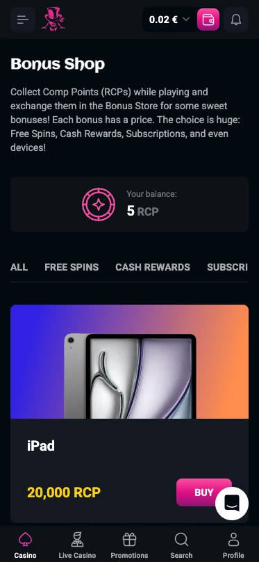 SpinsUP Casino bonus shop