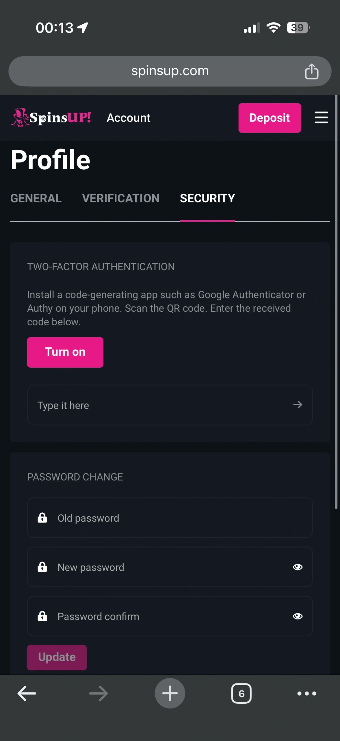 SpinsUP Casino mobile security