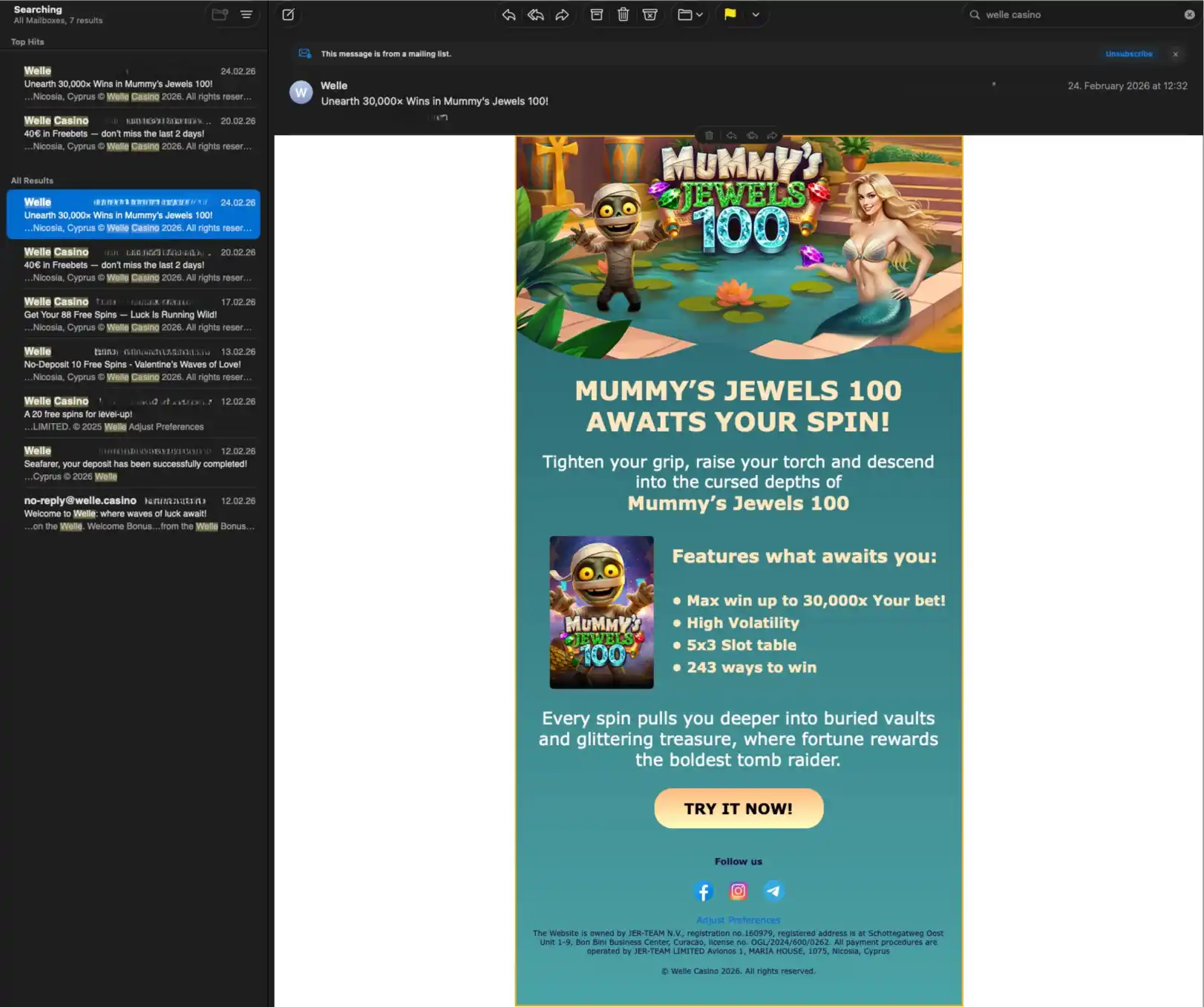 Welle casino bonus mail