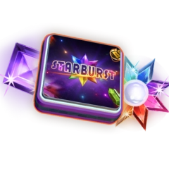 Starbust slot logo with a star and two square shapes in a colourful design.