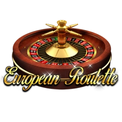 European Roulette logo with a roulette wheel in brown and gold colours.