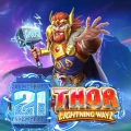 21 Thor slot with Thor attacking with his hammer in blue.