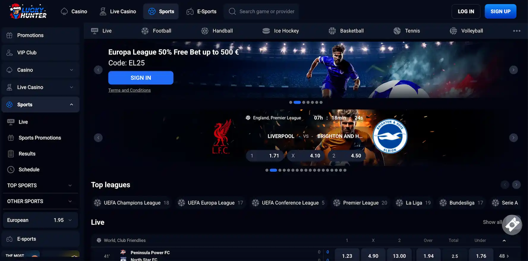 Lucky Hunter sportsbook.