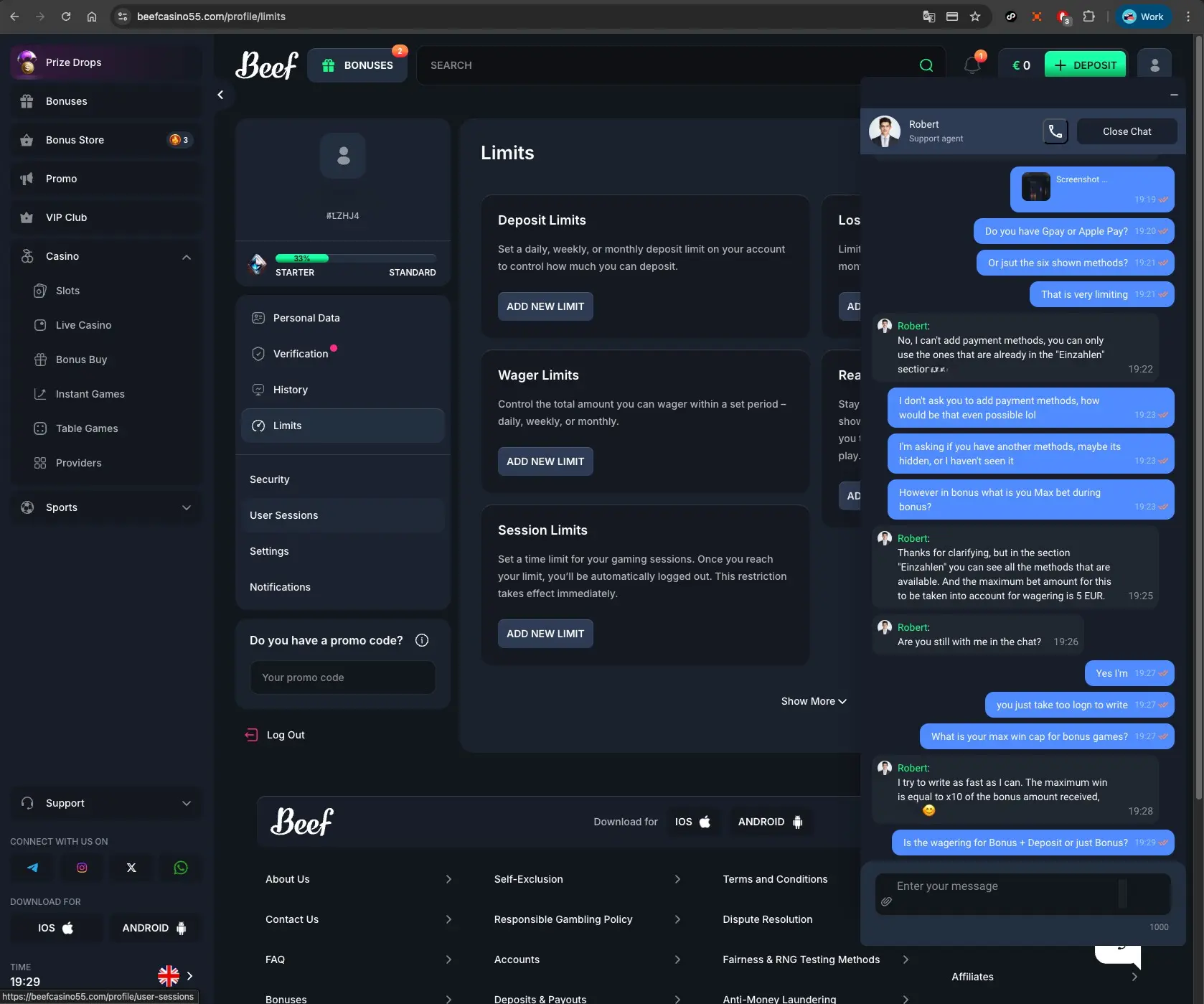 Beef Casino Account