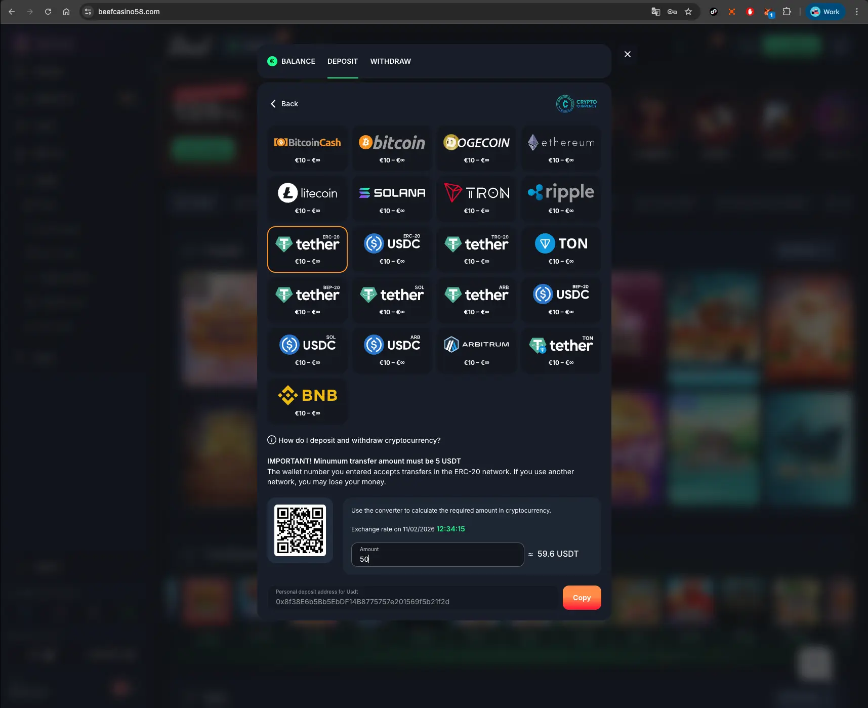 Beef Casino Crypto Deposit